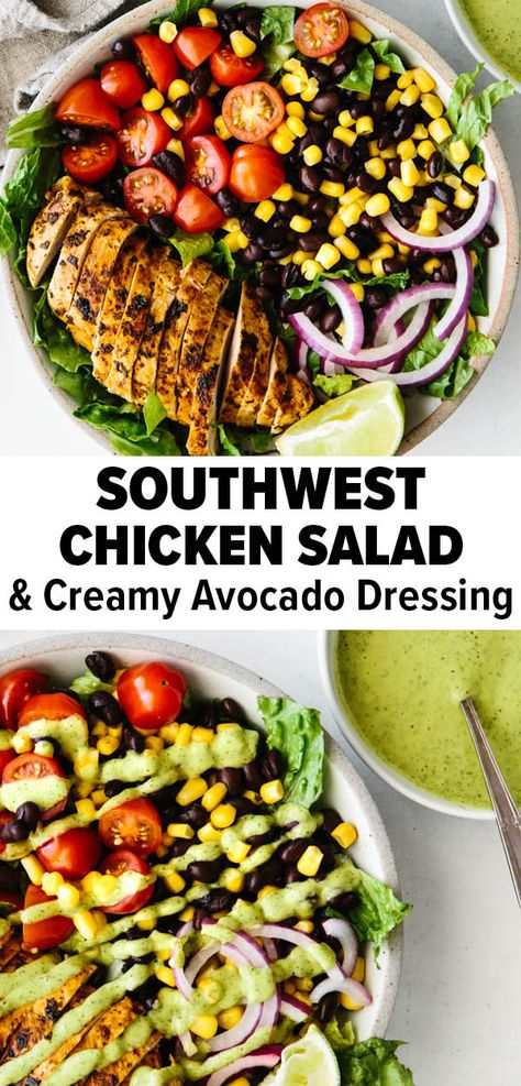 Southwest Salad Recipe, Chicken Chipotle, Southwestern Salad, Southwest Chicken Salad, Southwest Salad, Salad Chicken, Southwest Chicken, Cilantro Lime Dressing, Chicken Salad Recipe