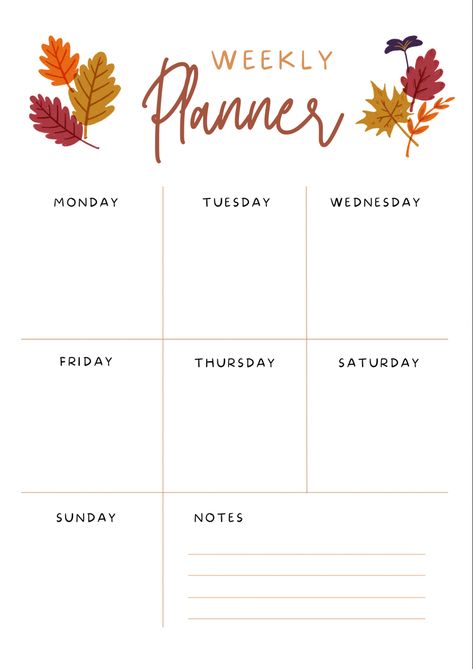 September Weekly Planner, November Weekly Planner, October Weekly Planner, October Planner Ideas, Fall Weekly Planner, Daycare Inspiration, Weekly Agenda Template, Homemade Planner, October Planner