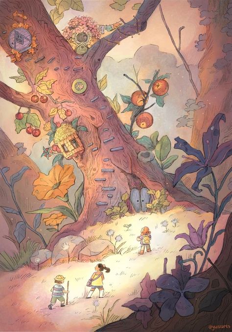 Dyru (@Dyru_jk) / Twitter Faraway Tree, Vis Dev, Storybook Art, Enid Blyton, Art Mignon, Children's Illustration, Illustration Wall Art, Tree Illustration, Art Et Illustration