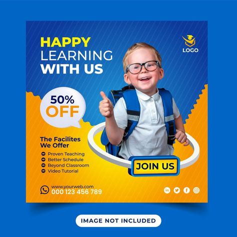 Educational Social Media Post, Admission Post, Education Flyer, School Social Media, Banner School, School Post, Pre Primary School, Digital Advertising Design, Education Banner