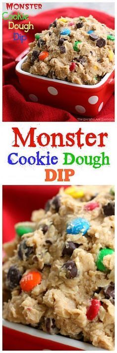 Monster Cookie Dough Dip, Cookie Dough Dip Recipe, Monster Cookie Dough, Whole Bowl, Cookies Dough, Timmy Time, Chocolate Quotes, Cookie Dough Dip, Dessert Parfait