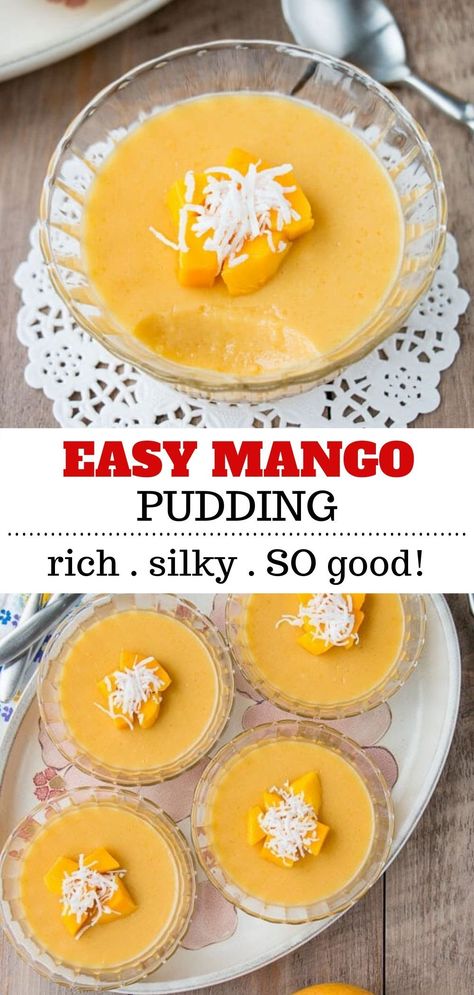 Asian Mango Dessert, Silky Pudding, Japanese Dessert Recipes, Mango Dessert Recipes, Asian Dessert, Asian Sweets, Japanese Desserts, Mango Pudding, Mango Dessert