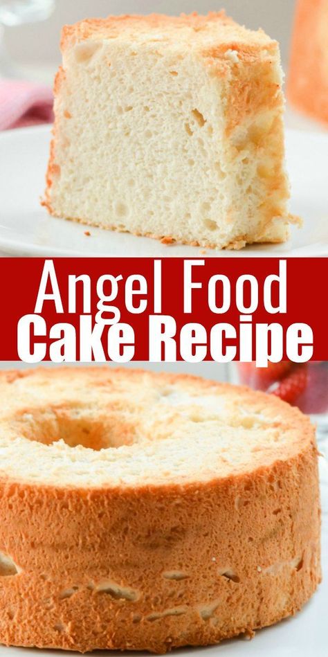 Light airy Angel Food Cake Recipe! So delicious! A favorite Cake Recipe! Great with strawberries and whipped cream from Serena Bakes Simply From Scratch. Angelfood Cake, Strawberries And Whipped Cream, From Scratch Recipes, Scratch Recipes, Slow Cooker Desserts, Homemade Cake Recipes, Favorite Dessert Recipes, Delicious Cake Recipes, Cake Mix Recipes