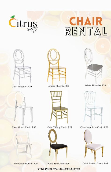 Party Rental Logo Ideas, Rental Tables And Chairs, Chairs For Events, Chairs For Wedding Reception, Event Rental Business Ideas, Party Rental Business Ideas, Event Rentals Showroom, Event Space Decor, Event Space Business