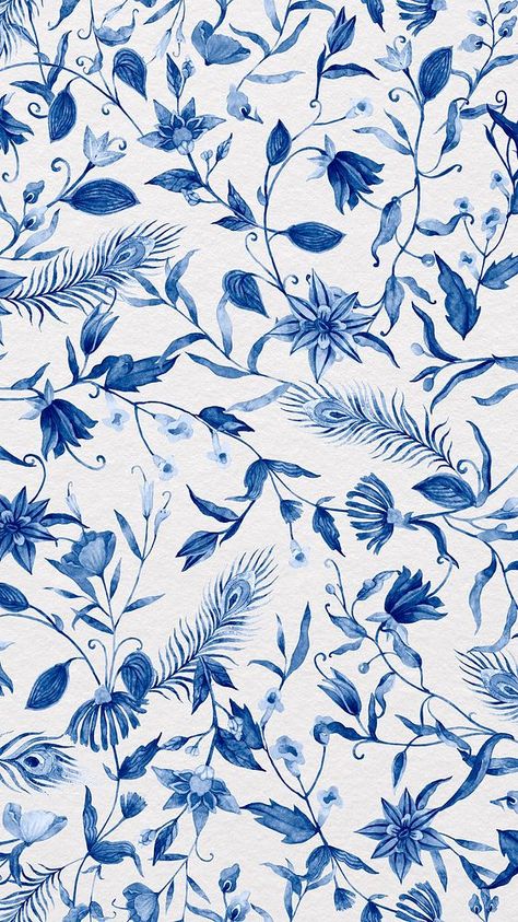 Vintage flower patterned iPhone wallpaper, blue design | premium image by rawpixel.com / Boom Beige Wallpaper Iphone, Iphone Beige Wallpaper, Floral Background Vintage, Floral Iphone Wallpaper, Iphone Wallpaper Blue, Blue China Patterns, Blue Background Patterns, Blue Blanc, Blue And White Wallpaper