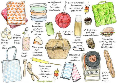 This week’s illustrated how-to for Hello Giggles is all about how to have a great picnic (one of my favorite things to do during summer) Picnic Hack, Picknick Snacks, Picnic Inspiration, Picnic Essentials, Romantic Picnics, Picnic Date, Perfect Picnic, Picnic Time, Picnic Food