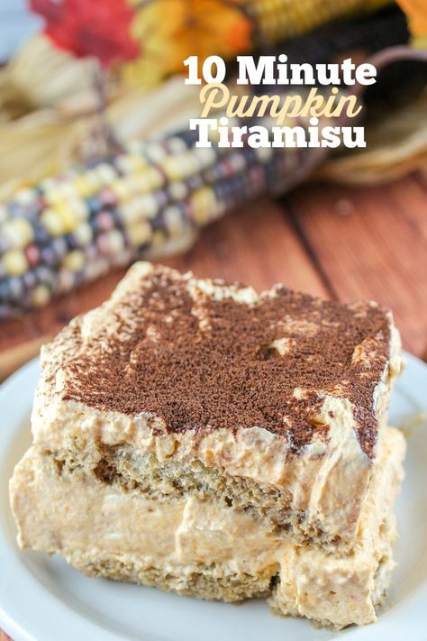 I LOVE LOVE LOVE Tiramisu - but it's a bit labor-intensive - there are many ingredients and all these steps - and ingredients that I probably wouldn't use again. So I decided to come up with my own recipe for a quick and easy Tiramisu! You'll have this pumpkin tiramisu ready in ten minutes and it's delicious!!! Pumpkin Tirimasu, Pumpkin Tarimisu, Spiced Pumpkin Tiramisu, Pumpkin Spice Latte Tiramisu, Quick And Easy Tiramisu, Pumpkin Cream Tiramisu Taste Of Home, Pumpkin Tiramisu, Easy Tiramisu, Easy Tiramisu Recipe