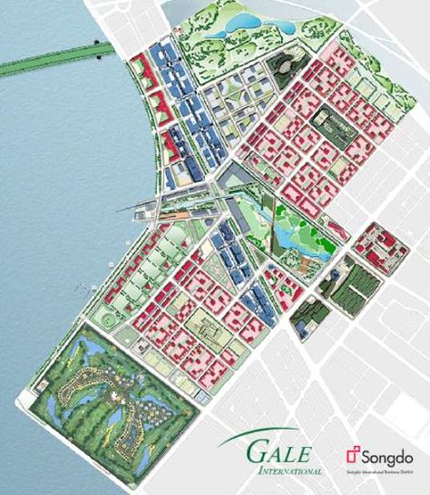 Songdo Eco City – Master Plan « Inhabitat – Green Design, Innovation, Architecture, Green Building Jorn Utzon, Landscape Design Drawings, Urban Heat Island, Urban Design Plan, Eco City, Foster Partners, Sustainable City, Sustainable Community, Architecture Graphics