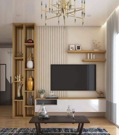 Tv Unit Design idea ✨️ #trendingpost #homedecor #interiordecorating #livingroomdesigns #interiors #reelitfeelit #tvunitdesigns #homedesignsdworld #interior #tvunit #livingroomdesign #wallpanels #interiordesign #fypシ゚viralシ2024fyp #hairhack #bodybuildingmotivational #srhvspbks #hairgrowth #fitnesschallenge Livspace Tv Unit, Living Room Partition Design With Tv, Small Space Tv Unit Design, Livspace Interior Design, Tv Wall Ideas Living Room Small Spaces, Small Wall Tv Unit Design, Small Tv Unit Design Modern, Tv Wall Design Small Space, टीवी यूनिट डिजाइन