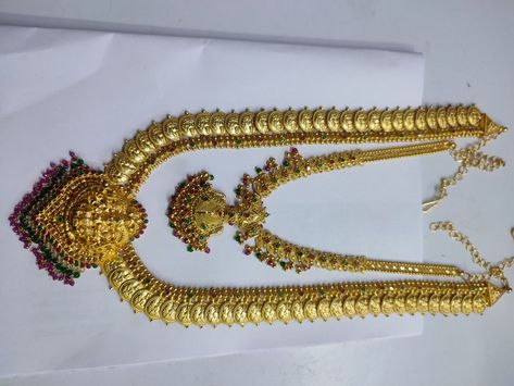 Muvvala Haram Designs Gold, Muvvala Haram, Man Gold Bracelet Design, Pretty Gold Necklaces, Vaddanam Designs, Haram Designs, Bridal Necklace Designs, Gold Jewels Design, Neck Pieces Jewelry