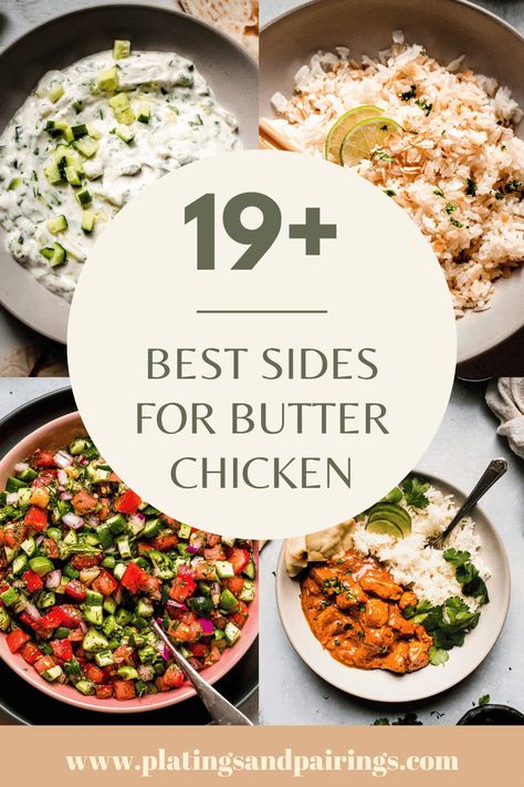 Butter Chicken Appetizer, Veggie Butter Chicken, Sambals For Chicken Curry, Sides For Curry Chicken, Garlic Butter Chicken Sides, Sides For Indian Food, Side Dishes For Indian Food, Salad To Go With Indian Food, Healthy Indian Side Dishes