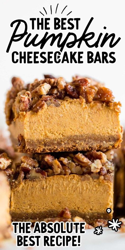 Pecan Pie Recipes, Pumpkin Pecan Cheesecake, Pecan Cheesecake Bars, Pumpkin Cheesecake Bars, Pecan Cheesecake, Gingersnap Crust, Pumpkin Cream Cheese, Dessert Bar Recipe, Pumpkin Cream Cheeses