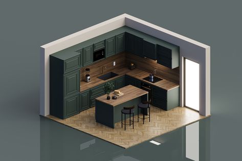 Isometric kitchen Japan Kitchen Design Japanese Style, Japan Kitchen Design, Isometric Kitchen, Rendering Ideas, House Flipper, Japan Kitchen, House Flippers, Object Design, Art Interior Design