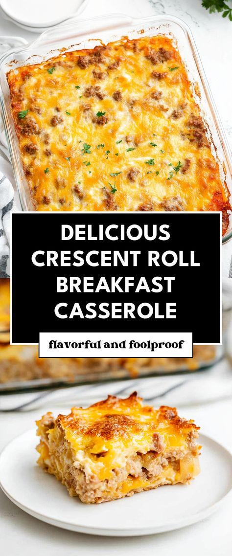 Image for Delicious Crescent Roll Breakfast Casserole How To Make Breakfast Casserole, Easy Breakfast Casserole With Croissants, Breakfast Casserole With Croissants And Sausage, Dinner Ideas With Croissant Rolls, Cresent Rolls Breakfast, Savory Breakfast Casserole Recipes, Breakfast Casserole With Crescent Rolls And Bacon, Breakfast Casserole With Hashbrowns And Crescent Rolls, Croissant Roll Breakfast Casserole