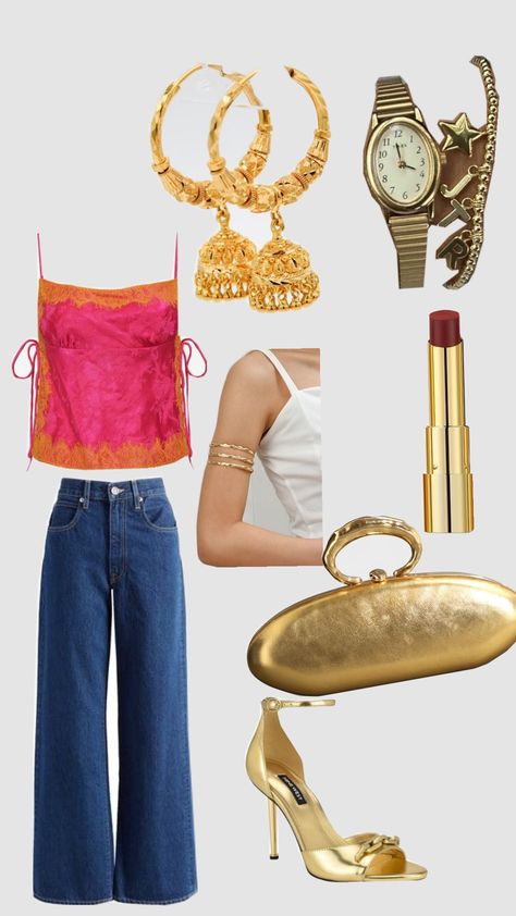 adding a bit of desi bling to outfits 🌟 #outfit #desi Indian Inspired Outfits Casual, Desi Fusion, Desi Inspired Outfit, Desi Fusion Outfits, Indian Inspired, Indian Jewellery, American Apparel, Jean Outfits, Desi