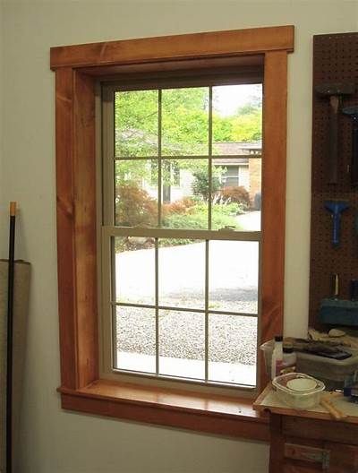 Nice 20+ Modern Rustic Window Trim Inspirations Ideas. More at https ... Window Trim Ideas Interior, Modern Window Trim, Wood Window Trim, Window Trim Ideas, Window Trim Styles, Exterior Wood Trim, Farmhouse Window Trim, Farmhouse Interior Doors, Window Molding Trim