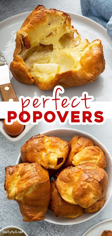 Easy Popover Recipe, Easy Popovers, Buttery Rolls, Popover Recipe, Yorkshire Pudding Recipes, Thanksgiving Side, Easy Thanksgiving, Bread Recipes Homemade, Simple Recipes