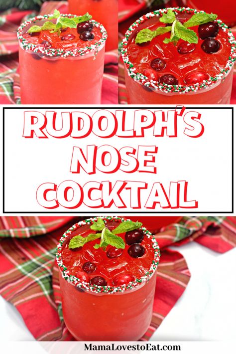 Rudolph Drink Cocktail Recipes, Tipsy Rudolph Cocktail, Dirty Santa Cocktail, Rudolph Themed Food, Tipsy Reindeer Cocktail, Rudolph Drink, Rudolph Cocktail, Christmas Themed Appetizers, Rudolph Party