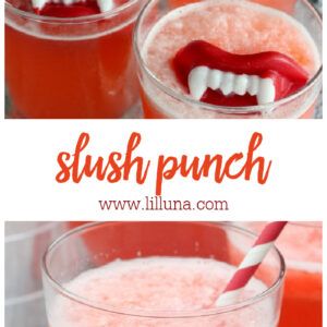 Slushy Punch Recipe {Strawberry + Pineapple} | Lil' Luna Slushy Punch, Slush Punch, Halloween Punch Recipes, Slushy Drinks, Lil Luna, Halloween Punch, Recipe Strawberry, Punch Recipe, Punch Recipes