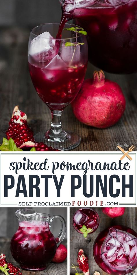 Pomegranate Prosecco Punch, Pomegranate Arils Recipe, Vodka Punch Recipes For A Crowd, Christmas Pomegranate Punch, Pomegranate Vodka Cocktail, Christmas Vodka, Pomegranate Punch, Cocktail Punch, Pomegranate Drinks