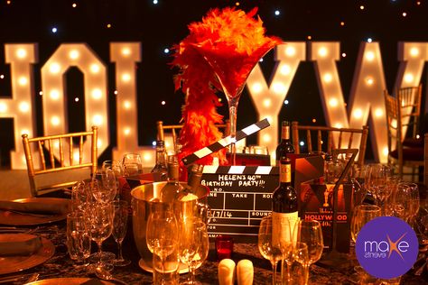 Old Hollywood Glamour Prom Theme, Old Hollywood Debut Theme, Hollywood Table Setting, Old Hollywood Table Decor, Old Hollywood Dance Theme, Dti Theme Old Hollywood, Hollywood Homecoming, Vintage Hollywood Party, Hollywood Themed Party