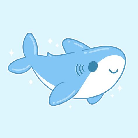 Cute baby shark vector image Shark Pictures Art, Shark Vector Illustration, Shark Drawings Cute, Hammerhead Shark Drawing Cute, Cute Shark Icon, Cute Shark Painting, Cute Shark Stickers, Cute Shark Illustration, Cute Shark Drawing Easy