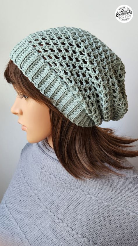 Summer Slouch Hat, a free crochet pattern in sizes toddler to adult. Crochet Slouchy Hat Free Pattern, Slouch Hat Crochet Pattern, Crochet Slouch Beanie, Yarn Beanie, Slouchy Hat Crochet Pattern, Slouch Hat Pattern, Slouchy Hat Pattern, Crochet Slouchy Beanie, Crochet Slouch Hat