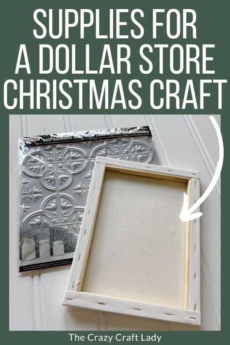 supplies for a dollar store Christmas craft Reverse Canvas Art, Crafts For Adult Christmas Party, Dollar Tree Adhesive Tile Crafts, Dollar Store Xmas Crafts, Christmas Ladies Craft Night, Christmas Dollar Tree Diys, Dollar Tree Canvas Crafts, Canvas Crafts For Adults, Christmas Crafts Diy Projects For Adults