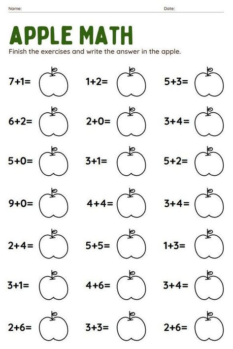 Fun math worksheets for kids Math Ukg Worksheets, Apple Math Worksheets, Math Worksheets For Kids, Anterior Y Posterior, Fun Math Worksheets, Apple Math, Materi Bahasa Inggris, Math Addition Worksheets, Mathematics Worksheets