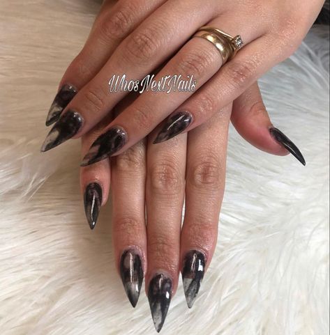 Smoky black nails Smoky Black Nails, Black Quartz Nails, Smoky Quartz Nails, Smokey Nails Acrylic, Sparkle Nails Black, Clear Black Nails, Nails Black Sparkle, Transparent Black Nails, Sheer Black Nails