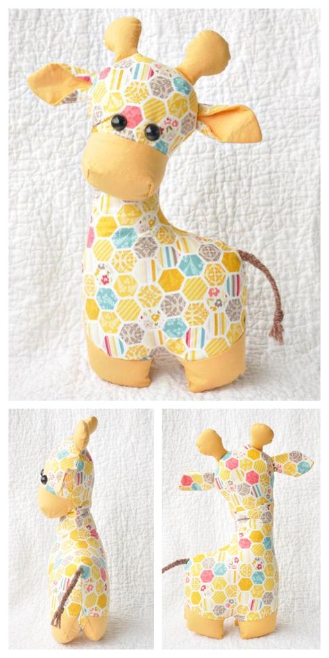 Safari Stuffed Animals, Stuffed Giraffe Pattern Free, Fabric Animals Patterns Free Sewing, Free Stuffed Animal Patterns, Giraffe Sewing Pattern, Toy Giraffe, Stuffed Giraffe, Fabric Art Diy, Crochet Giraffe Pattern