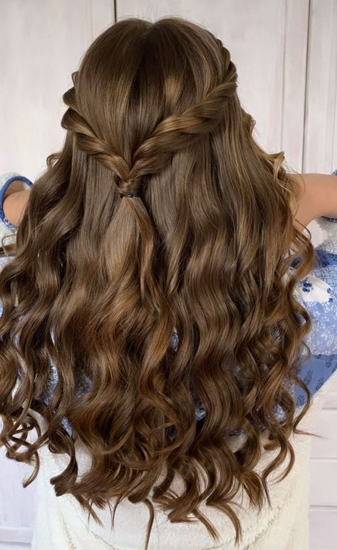 Hair Styles For Loose Hair, Very Pretty Hairstyles, Cute Jr Bridesmaid Hairstyles, Hair Style Simple For Girl, Hairstyles Braids For Wedding, Braided Hairstyles For Brown Hair, Hiar Stail For Girl, New Hairstyle For Long Hair, Open Haïr Style For Long Hair