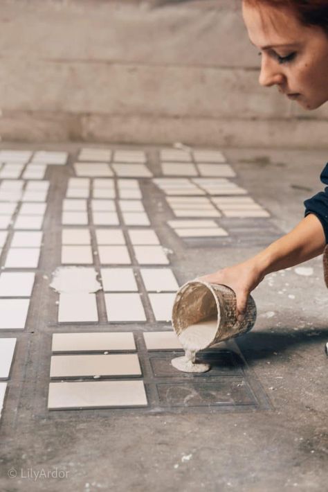 DIY Concrete Tile Backsplash: Zellige Tile Inspired! Handmade Backsplash Tile, Diy Terracotta Tiles, Countertop Tile, Kitchen With Zellige Backsplash, Handmade Bathroom Tiles, Diy Kitchen Build, Backsplash On A Budget, Tiled Archway Kitchen, Tadelakt Kitchen Backsplash