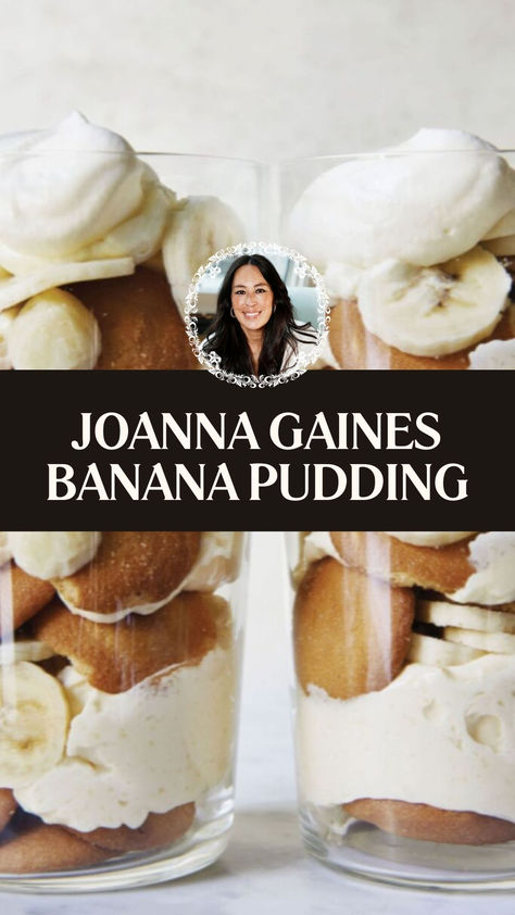 Joanna Gaines Banana Pudding Joanna Gaines Banana Pudding Recipe, Joanna Gaines Banana Pudding, Cream Cheese Sweetened Condensed Milk, Banana Pudding Cream Cheese, Pudding Whipped Cream, Joanna Gaines Recipes, Whipped Cream Desserts, Banana Cream Pudding, Homemade Banana Pudding