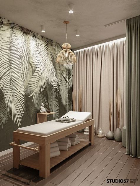 24 Small Space Massage Room Ideas and Decor - GoTinySpace Massage Room Ideas, Spa Room Ideas Estheticians, Spa Room Ideas, Massage Room Design, Spa Massage Room, Massage Room Decor, Home Spa Room, Reiki Room, Esthetician Room Decor