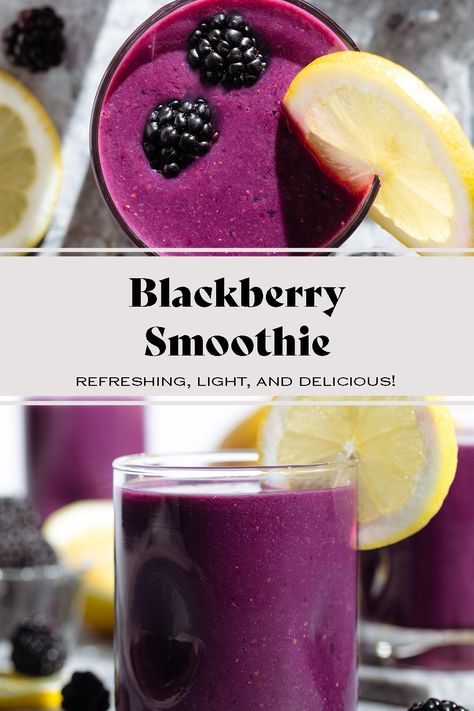 This Blackberry Smoothie is refreshing, smooth and creamy without any dairy, and good for you! It comes together in just a few minutes and it's the perfect way to use up those summer berries while they're in season. It can be served as a snack or as light breakfast with added protein powder! Blackberry Smoothie Recipes, Pesto Tortellini Salad, Blackberry Smoothie, Mango Pineapple Smoothie, Light Breakfast, Pineapple Smoothie, Easy Smoothie Recipes, Summer Berries, Delicious Breakfast Recipes