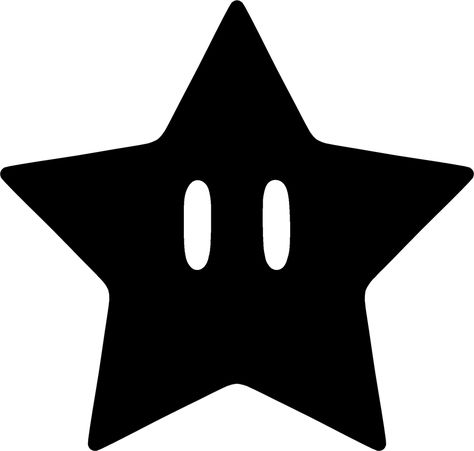 Shirt Stencil Ideas, Mario Cricut, Mario Stencil, Mario Silhouette, Mario Star Black And White, Super Mario Silhouette, Super Mario Outline, Mario Star Tattoo, Super Mario Bros Svg Free