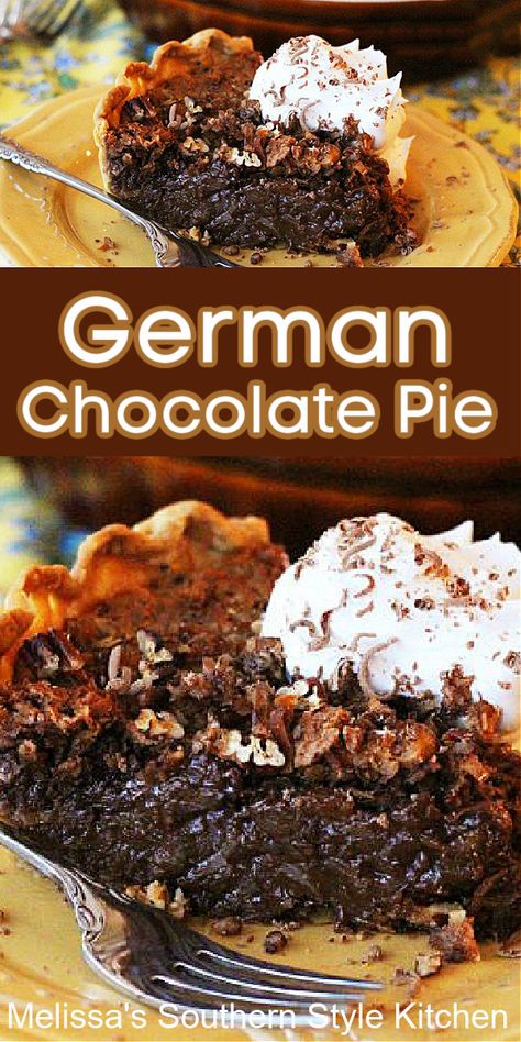 Individual German Chocolate Cake, Chocolate Dessert For Thanksgiving, Southern Pie Recipes, Fall Chocolate Desserts, Baked Chocolate Pie, Oktoberfest Desserts, Chocolate Thanksgiving Desserts, Chocolate Pie Easy, Thanksgiving Desserts Chocolate