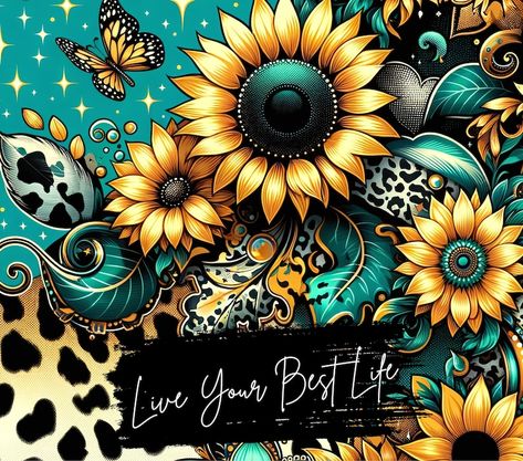 Live Your Best Life 20oz Tumbler Wrap, Leopard Butterfly Sunflowers, Digital File, Positive Affirmations Tumbler Wrap, Positive Quote Wrap, - Etsy Nurse Tumbler Wrap, 20oz Tumbler Wrap Designs, Sublimation Designs Free, Leopard Butterfly, Diy Vinyl Projects, Cup Wrap Svg, Sunflower Images, Citation Positive, Logo Design Set