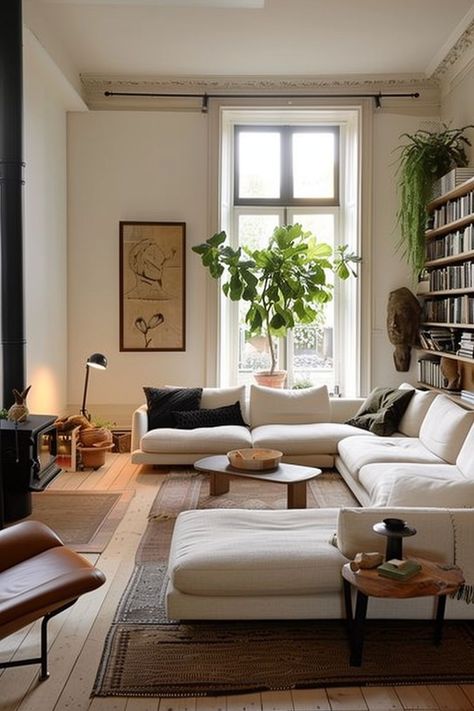 Modern Home Library, Living Room Scandinavian, Home Libraries, Apartment Inspiration, Living Room Inspo, A Living Room, Apartment Interior, Dream Home Design, Living Room Inspiration