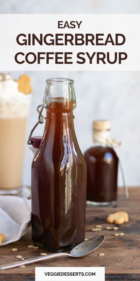 This homemade Gingerbread Latte is an easy, decadent, delicious hot drink. The quick gingerbread syrup adds ‘wow’ flavour to the classic latte. A great hot drink for winter that’s easily vegan. #gingerbreadlatte #gingerbreadsyrup #starbuckscopycat Gingerbread Latte Syrup, Vegetarian Christmas Appetizers, Syrup For Coffee, Easy Christmas Dinner, Gingerbread Syrup, Christmas Appetizers Easy, Homemade Gingerbread, Vegan Gingerbread, Vegan Christmas Recipes