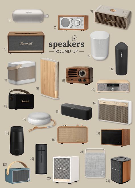 Is Music in the Kitchen Mandatory? + A Smart Speaker Roundup - Yellow Brick Home Aesthetic Bluetooth Speaker, Vintage Bluetooth Speaker, Aesthetic Speakers Bluetooth, Retro Speakers Vintage, Cute Speakers Bluetooth, Retro Bluetooth Speaker, 70s Speakers, Cute Gadgets Cool Stuff, Bluetooth Speakers Aesthetic