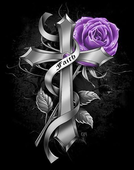 Skull Rose Tattoos, Celtic Cross Tattoos, Cross Pictures, Roses Art, Purple Flowers Wallpaper, Cross Wallpaper, Cross Tattoo Designs, Gothic Rose, Love Wallpaper Backgrounds