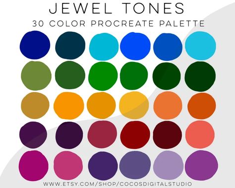 Jewel Tones Color Palette, Color Palette For Procreate, Calligraphy Graphic Design, Tone Color Palette, Jewel Tone Color Palette, Procreate Brushes Free, Jewel Tone Colors, Floral Moon, Ipad Lettering