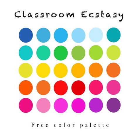 Bright Procreate Color Palette, Elementary School Color Palette, Bright Tropical Color Palette, Educational Color Palette, Kindergarten Color Palette, Color Palette For Education, Kidcore Palette, Teacher Color Palette, Bright Rainbow Color Palette