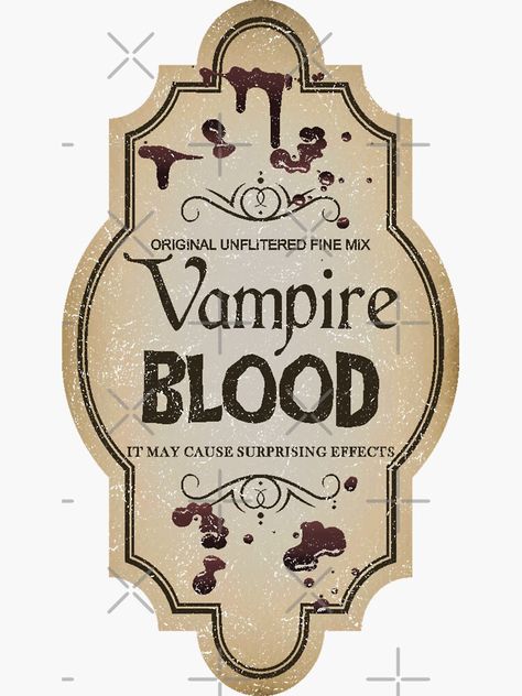 "Vampire Blood Apothecary Label" Sticker for Sale by ReggieGrain | Redbubble Halloween Wine Bottle Labels, Halloween Apothecary Labels, Halloween Wine Bottles, Imprimibles Halloween, Halloween Potion Bottles, Halloween Apothecary, Potion Labels, Apothecary Labels, Halloween Fest