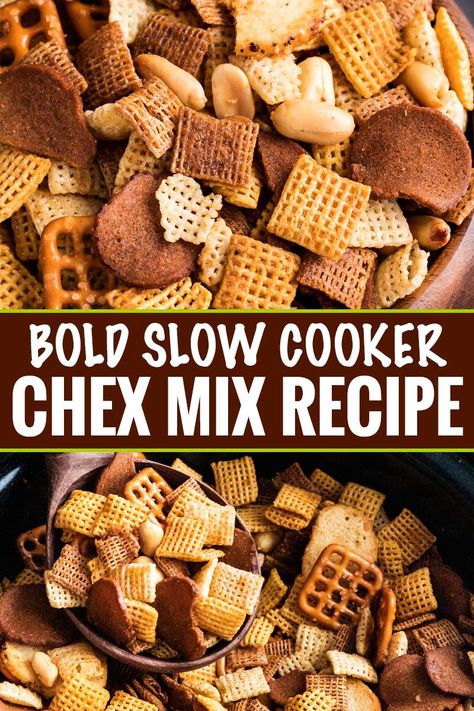 Crockpot Chex Mix Recipes Savory, Chex Mix Crock Pot Slow Cooker, Homemade Chex Mix Recipe Slow Cooker, Chex Mix Recipes Savory Bold, Crock Pot Chex Mix Recipes, Bold Chex Mix Recipe, Chex Mix Crock Pot, Healthy Crock Pots, Savory Chex Mix