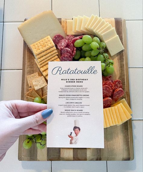 Ratatouille Charcuterie Board, Ratatouille Themed Wedding, Ratatouille Food Ideas, Ratatouille Cookies Decorated, Ratatouille Dinner Party, Ratatouille Themed Food, Ratatouille Disney Birthday Party, Ratatouille Birthday Party Ideas Decorations, Ratatouille Date Night