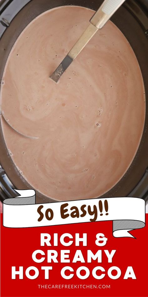 Pinterest image for hot chocolate recipe from scratch Crockpot Hot Cocoa, Crockpot Hot Chocolate Recipe, Best Hot Chocolate Recipe, Creamy Hot Chocolate Recipe, Best Hot Chocolate Recipes, The Best Hot Chocolate, Hot Chocolate Recipe Homemade, Crockpot Hot Chocolate, Homemade Hot Cocoa