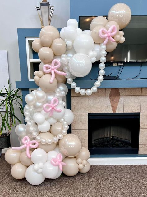 Gender Neutral Balloon Arch, Baby Girl Balloon Arch, Bow Balloon Arch, Baby Shoer, Pearl Bridal Shower, 18th Birthday Decorations, Girly Birthday Party, Idee Babyshower, Bow Baby Shower